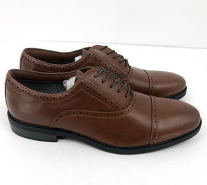 FAIRLANE & SONS Mens Feawin Flex Oxford Shoes Size 13 Tan Brown Leather NWOB